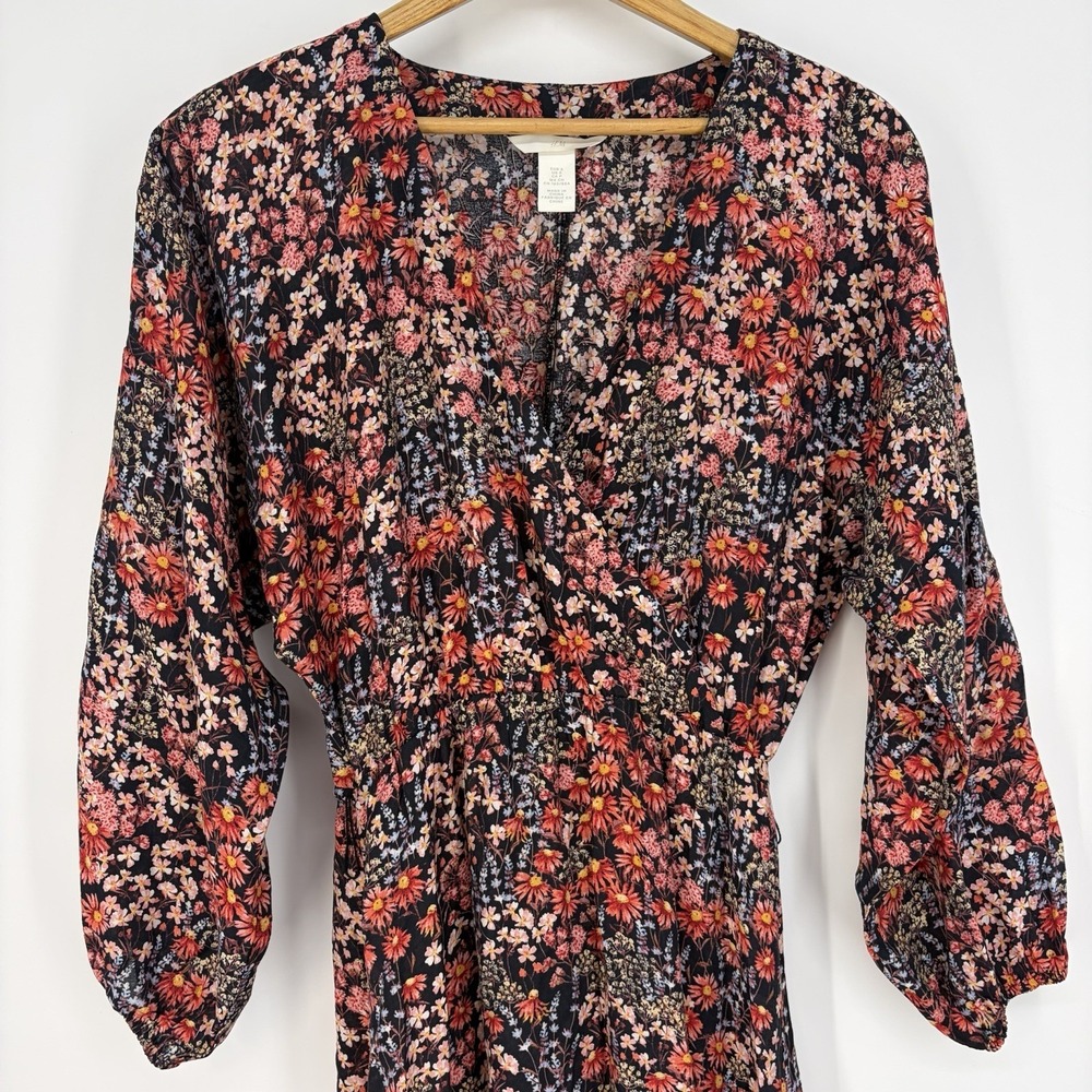H&M Floral Maxi Dress S Boho Chic Festival Tiered Cottagecore Prairie Fairy Flow